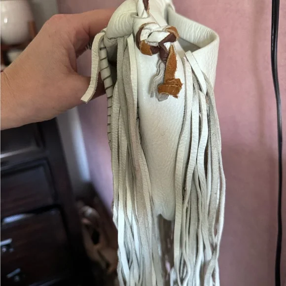 Jennifer Haley Bags Genuine Leather Boho Fringe  Bag in Cream, Brown, and Tan - Picture 3 of 11